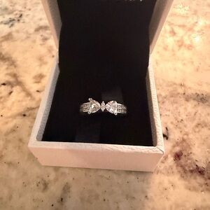 Size 7 -Pandora Sparkling Bow Double Band Ring in Silver